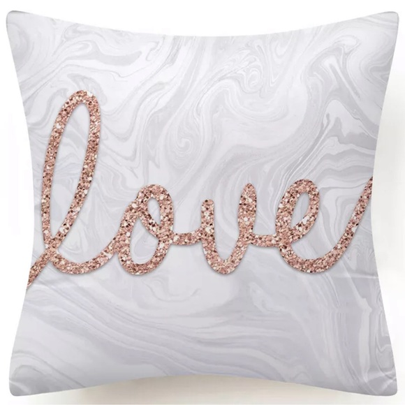 Where Was That? Other - Gold Rose LOVE Pink White Throw PILLOW COVER Decorative Sofa Soft Cushion 18x18"